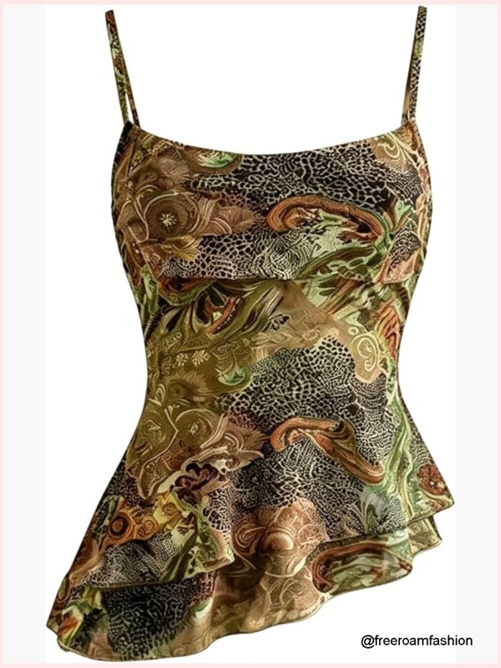 Y2K Asymmetrical Camisole Top Floral Going Out Rave Outfit Sleeveless